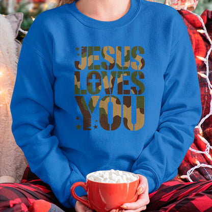 Best Thanksgiving Family Shirt , Funny Thanksgiving UnisexT-Shirt/Hoodie/Sweatshirt HLT00 - Camo Jesus Loves You Camouflage Christian Saying Religious T-Shirt