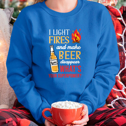 Funny Camping Shirt, Gift For Camping Lover Unisex T-Shirt/Hoodie/Sweatshirt HLT00 - I Light Fires and Make Beer Disappear Funny Camping T-Shirt T-Shirt