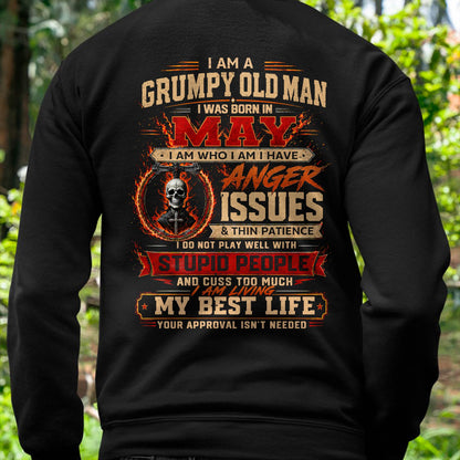 MAY - GRUMPY OLD MAN T-SHIRT - FUNNY SKULL ANGER ISSUES TEE - PERFECT GIFT FOR MEN - DTSM05 (SKU2607-253-05)