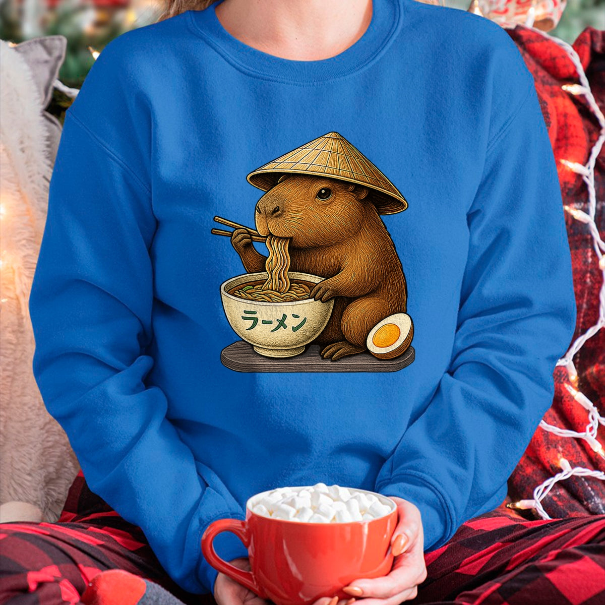 Cute Capybara Shirt, Funny Capybara Unisex T-Shirt/Hoodie/Sweatshirt HLT00 - Capybara Eating Japanese Ramen Kawaii Anime tee Funny Kids T-Shirt