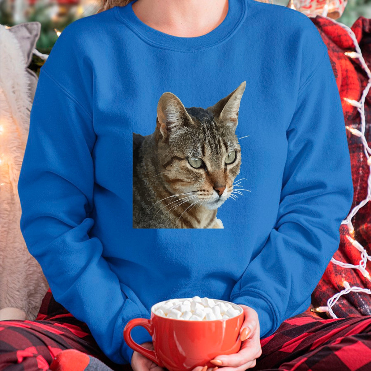Cat Love Shirt, Funny Cat Lover Gift UnisexT-Shirt/Hoodie/Sweatshirt HLT00 - Stunning Tabby Cat Close Up Portrait Vector T-Shirt (1)