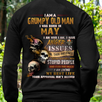 May - Grumpy Old Man T-Shirt - Funny Skull Anger Issues Tee - Perfect Gift For Men DTSM05 (SKU08-67-05)