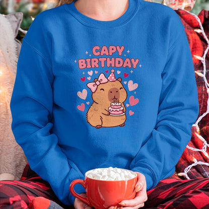 Cute Capybara Shirt, Funny Capybara UnisexT-Shirt/Hoodie/Sweatshirt HLT00 - Capybara Birthday Girl Cute Capybara Animal Lovers Bow Party T-Shirt