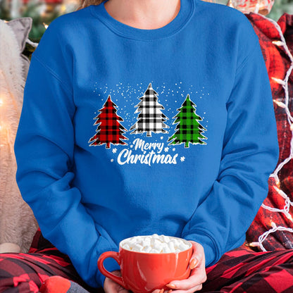 Christmas Shirts for Family, Funny christmas shirts, Christmas Unisex T-Shirt/Hoodie/Sweatshirt HLT00 - Merry Christmas Tree Xmas Buffalo Plaid Red White Green T-Shirt