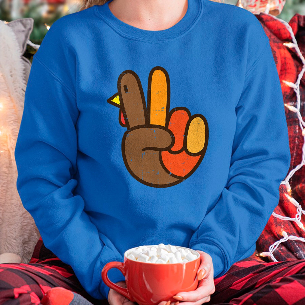 Best Thanksgiving Family Shirt , Funny Thanksgiving UnisexT-Shirt/Hoodie/Sweatshirt HLT00 - Peace Sign Turkey Hand Cool Thanksgiving Hippie Men Women T-Shirt