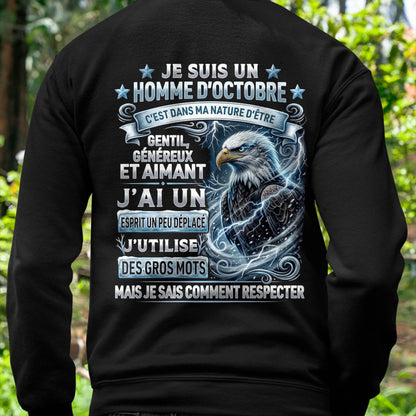 OCTOBRE - ESPRIT MALICIEUX MAIS SAIT RESPECTER - T-SHIRT ANNIVERSAIRE HOMME - IMPRESSION DTG PREMIUM - DTSM10 (SKU2604-86-10)