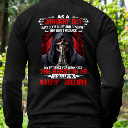 AS A JANUARY GUY THE BEAST IN ME IS SLEEPING NOT DEAD - BADASS SKULL GIFT FOR MEN - DTSM01 (SKU2606-291-01)