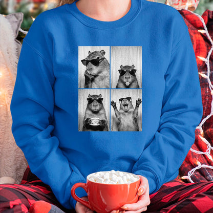 Cute Capybara Shirt, Funny Capybara Unisex T-Shirt/Hoodie/Sweatshirt HLT00 - Funny Capybara Photobooth, Capybara with Sunglasses, Rodent T-Shirt, Men, Black, 3X-Large