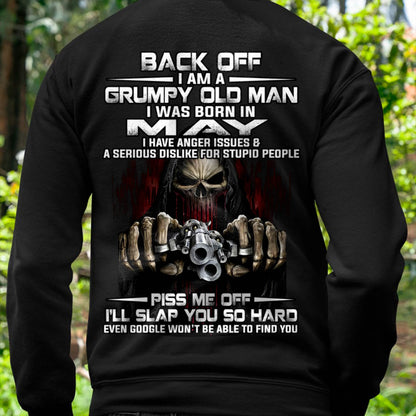 May - Grumpy Old Man T-Shirt – Funny Skull Gun Graphic Tee for Men - DTSM05 (SKU09-109-05)