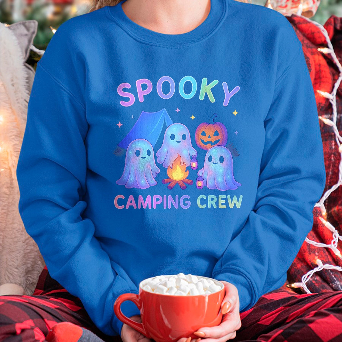 Funny Camping Shirt, Gift For Camping Lover Unisex T-Shirt/Hoodie/Sweatshirt HLT00 - Spooky Camping Crew Ghosts Halloween Campfire Vintage Boo T-Shirt
