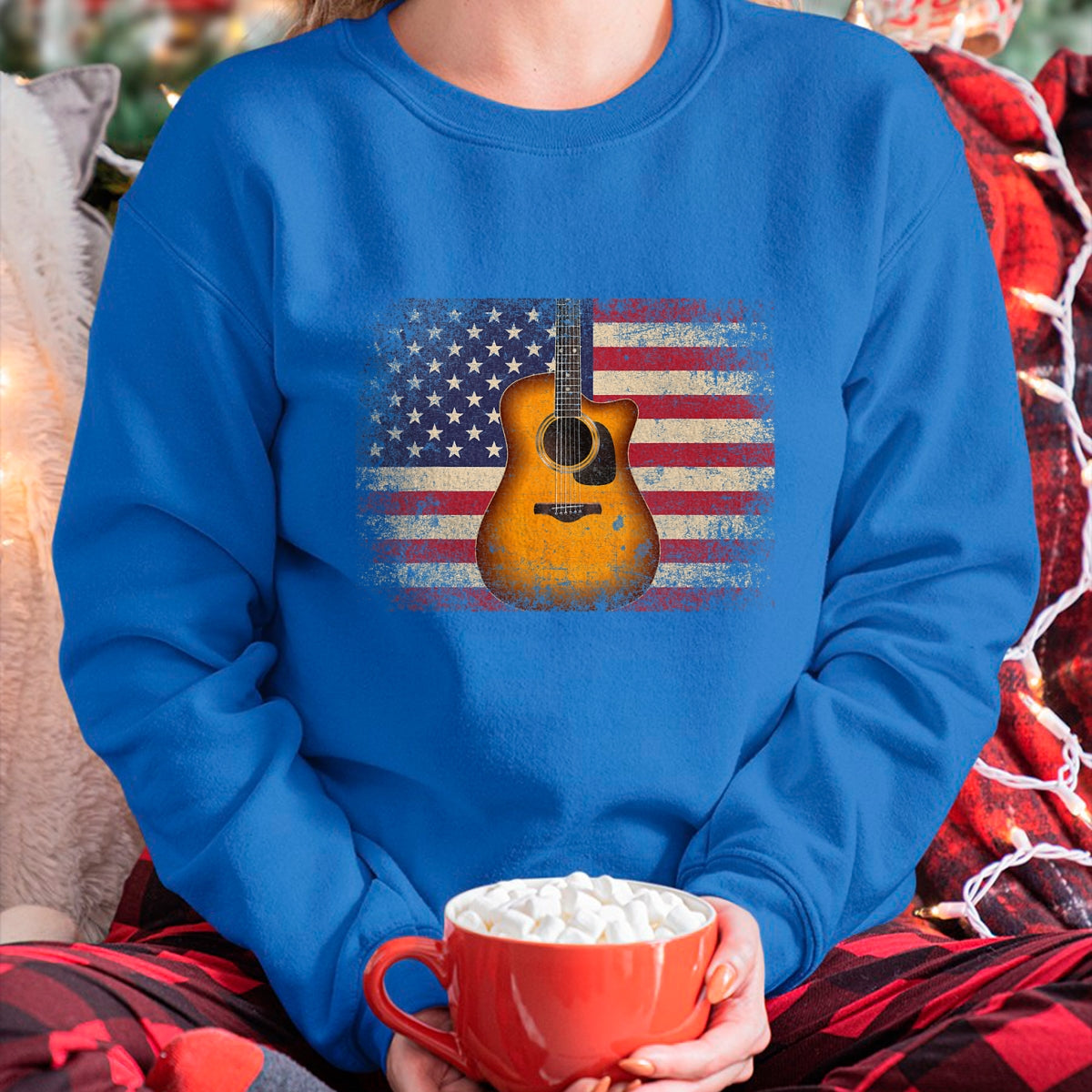 Guitar Lover Shirt, Funny Guitar UnisexT-Shirt/Hoodie/Sweatshirt HLT00 - Guitar 4th of July Gift American Flag USA - Country Music T-Shirt Small