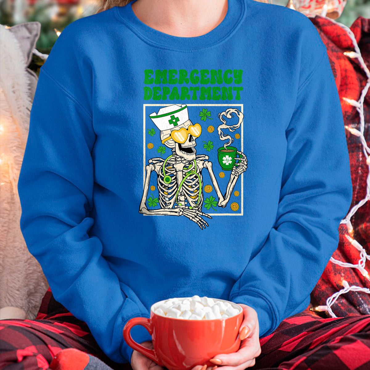 Patrick Day Shirts for Family, Funny Patrick Day shirts, st patrick's day Unisex T-Shirt/Hoodie/Sweatshirt HLT00 - Skeleton Emergency Department Coffee ER Nurse St Patrick Day T-Shirt