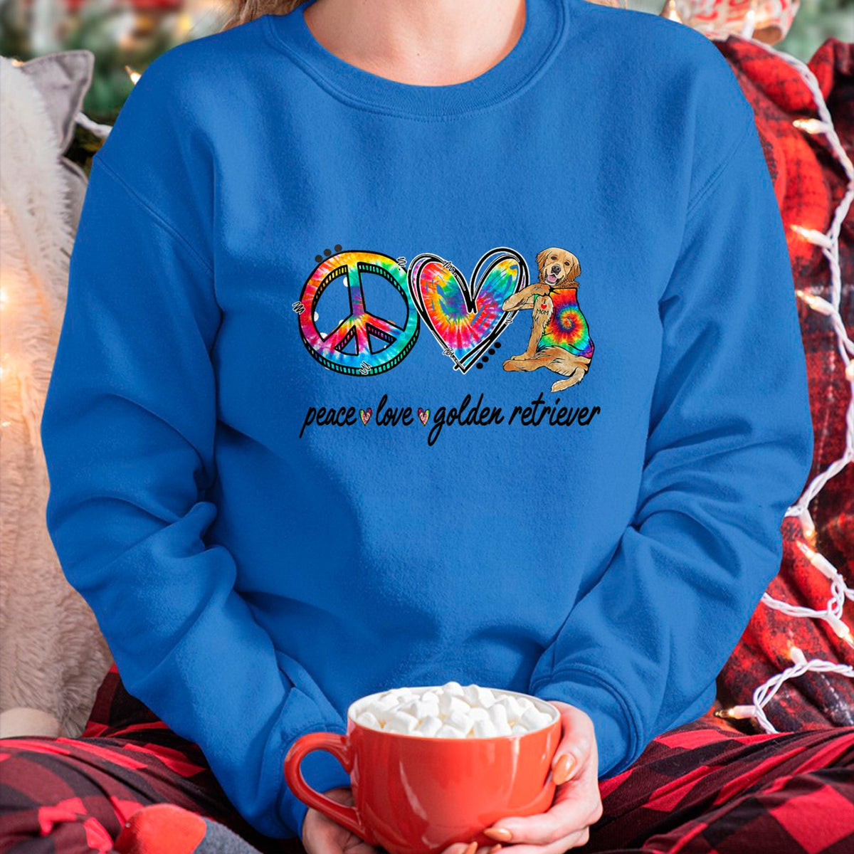 Dog Love Shirt, Dog Lover Gift T-Shirt/Hoodie/Sweatshirt HLT00 - Peace Love Golden Retriever Tie Dye Rainbow Dog Lover T-Shirt