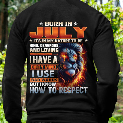 JULY - DIRTY MIND BUT KNOWS RESPECT - BIRTHDAY T-SHIRT FOR MEN - DTSM07 (SKU08-84-07)