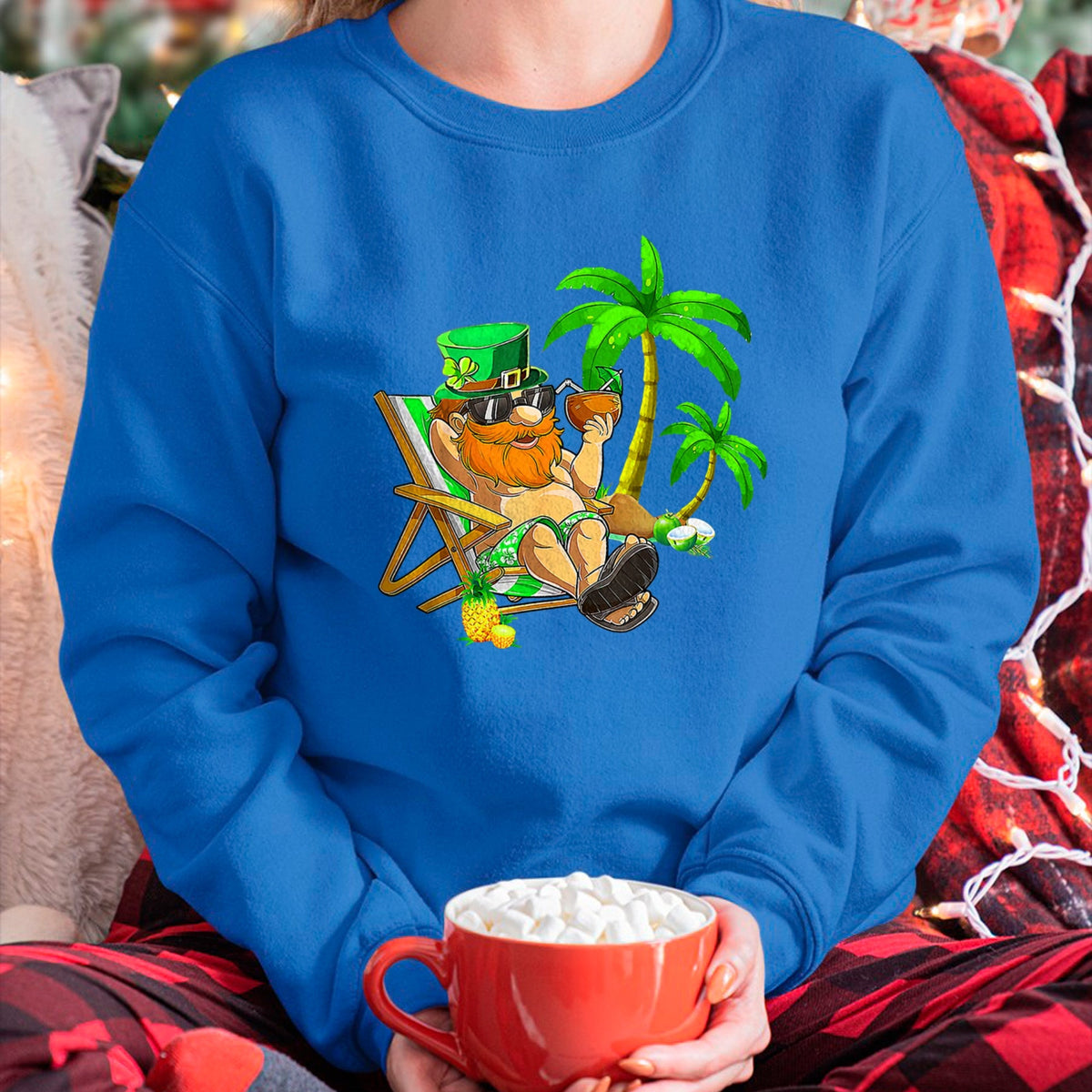 Patrick Day Shirts for Family, Funny Patrick Day shirts, st patrick's day Unisex T-Shirt/Hoodie/Sweatshirt HLT00 - Lucky Irish Leprechaun Hawaiian Surfing St Patrick Day Retro T-Shirt