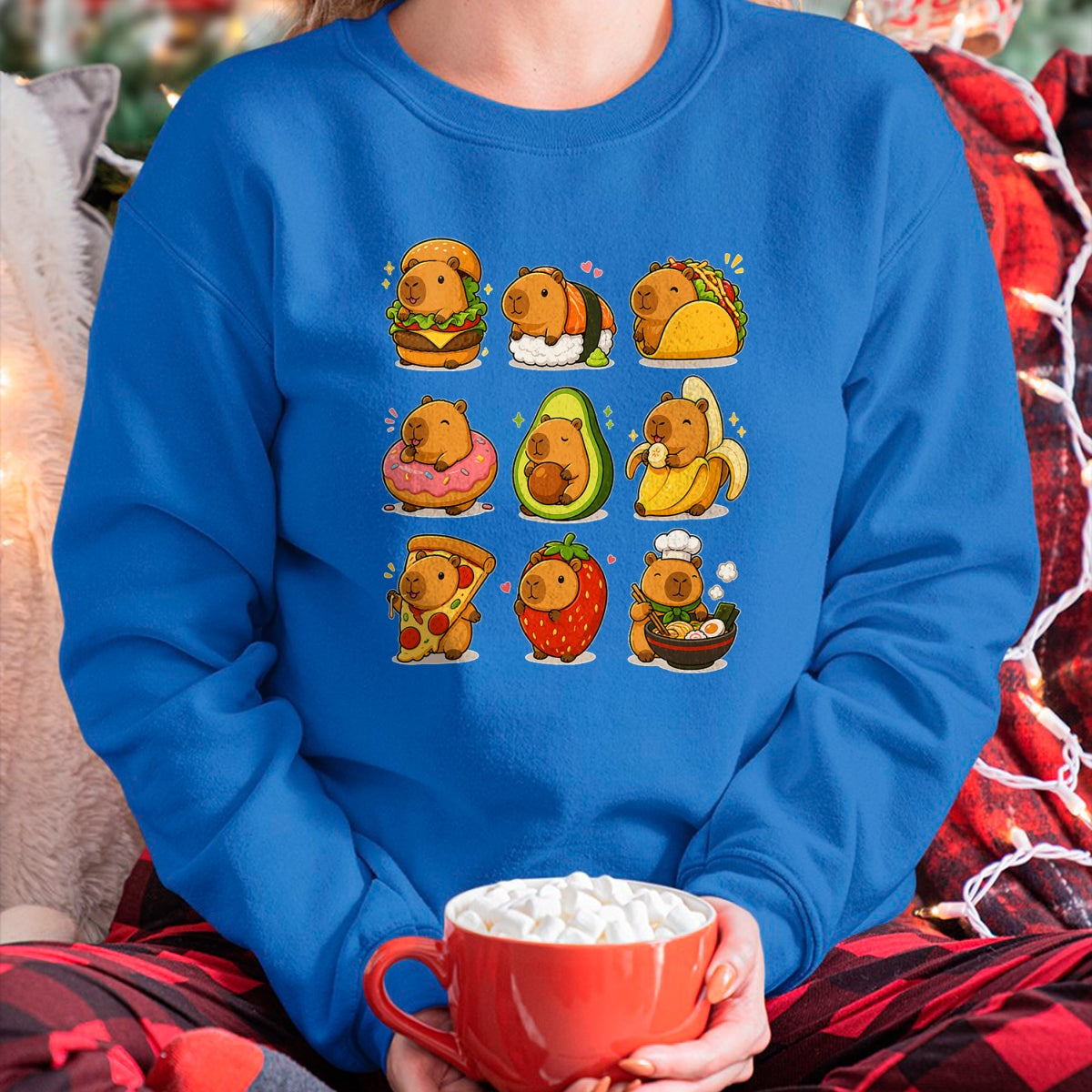 Cute Capybara Shirt, Funny Capybara UnisexT-Shirt/Hoodie/Sweatshirt HLT00 - Capybara Food Kawaii Cute Animal Foodie Funny Cartoon T-Shirt