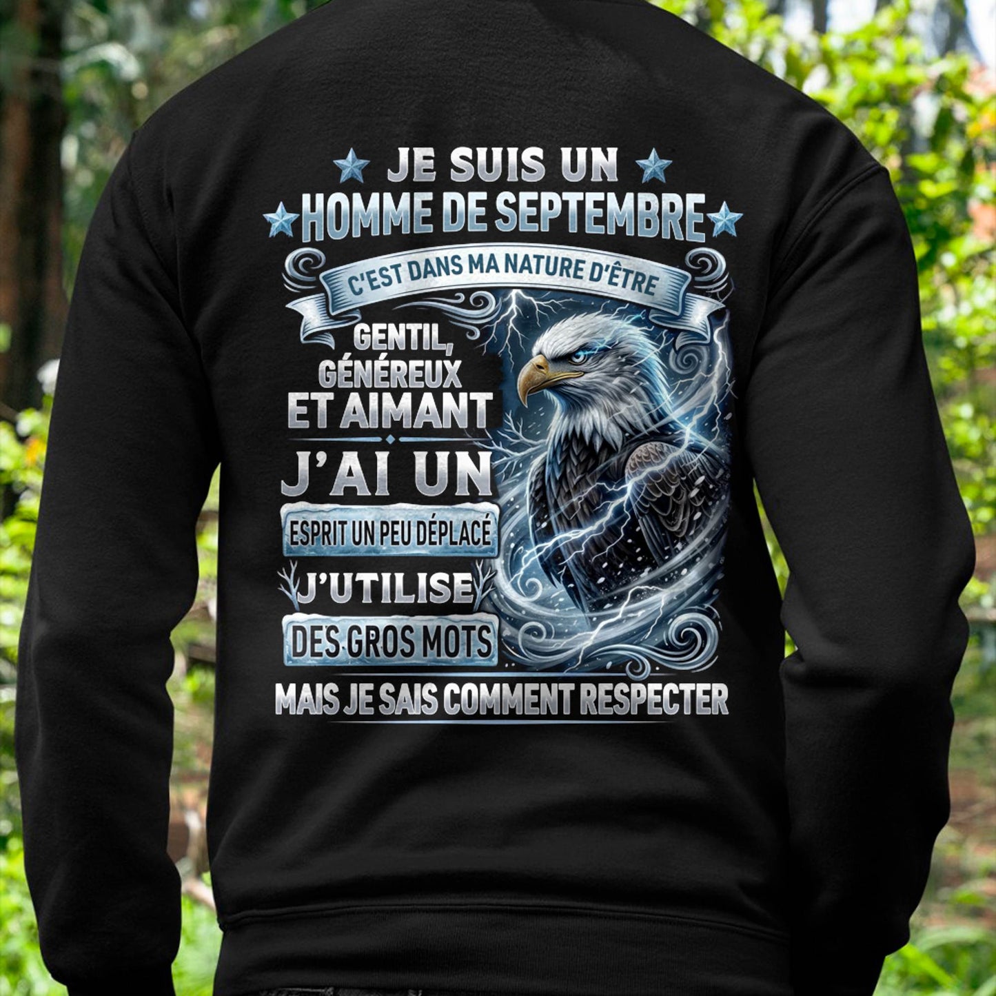 SEPTEMBRE - ESPRIT MALICIEUX MAIS SAIT RESPECTER - T-SHIRT ANNIVERSAIRE HOMME - IMPRESSION DTG PREMIUM - DTSM09 (SKU2604-86-09)