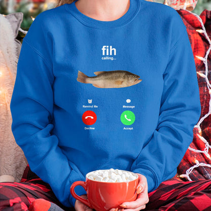 Funny Fishing Shirt, Gift For Fishing Lover Unisex T-Shirt/Hoodie/Sweatshirt HLT00 - Fih Calling Remind me Message Decline Accept Phone Call Fish T-Shirt
