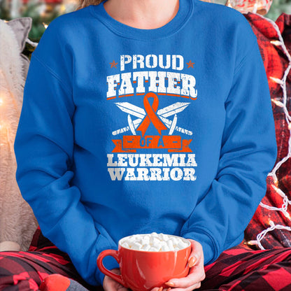 Gift for Dad Shirt, Funny Dad Unisex T-Shirt/Hoodie/Sweatshirt HLT00 – Proud Father Of A Leukemia Warrior Dad Awareness Ribbon T-Shirt