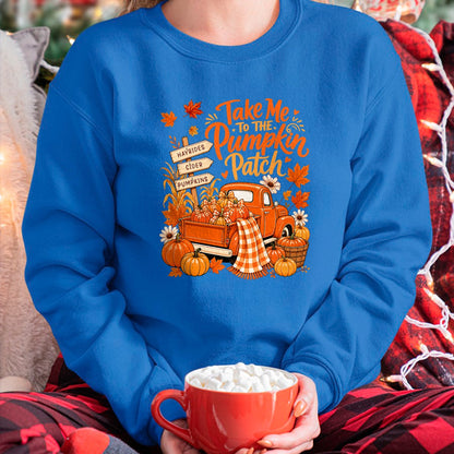 Best Thanksgiving Family Shirt , Funny Thanksgiving UnisexT-Shirt/Hoodie/Sweatshirt HLT00 - Take Me to The Pumpkin Patch Autumn Fall Vintage Truck T-Shirt