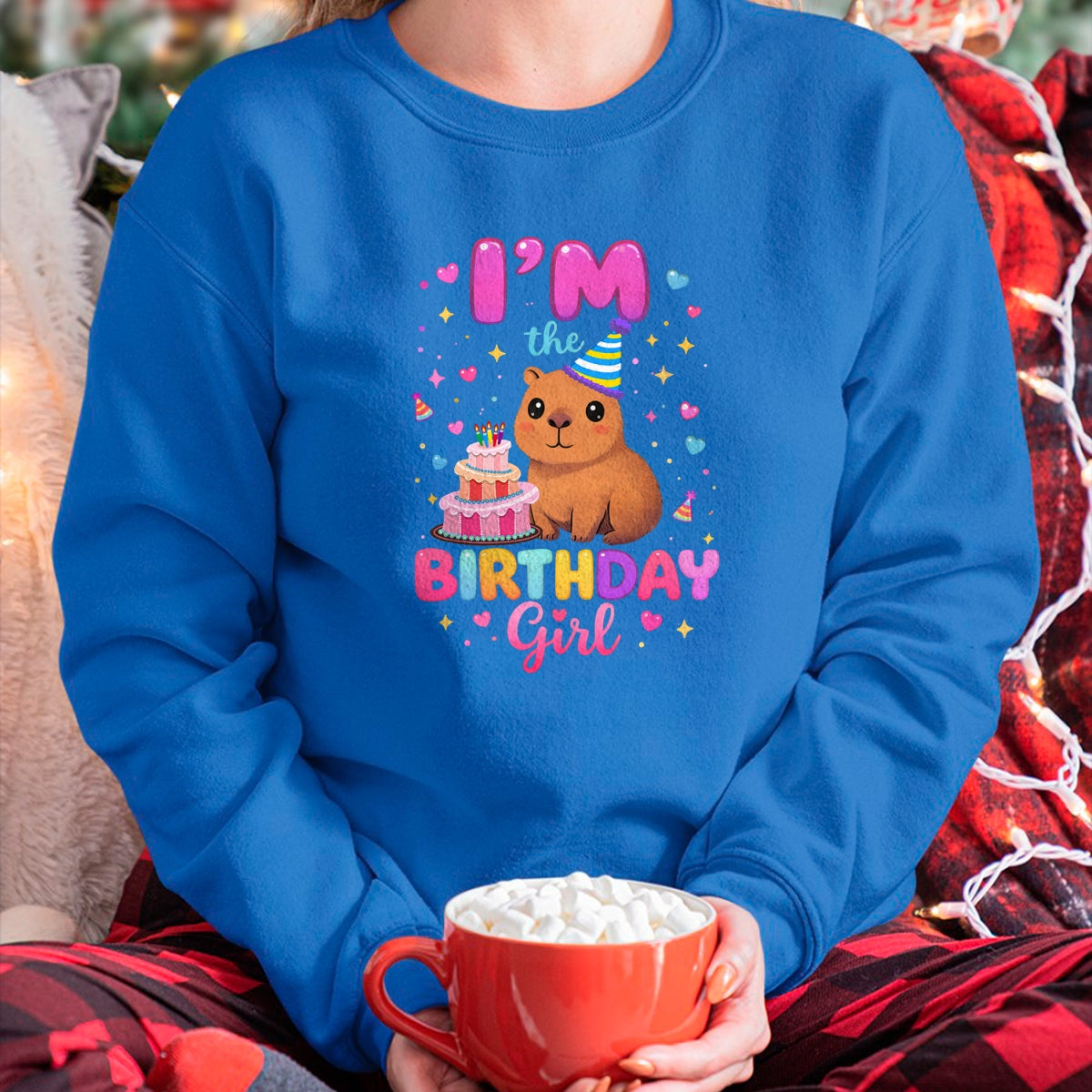 Cute Capybara Shirt, Funny Capybara Unisex T-Shirt/Hoodie/Sweatshirt HLT00 - Capybara I_m The Birthday Girl Cute Capybara Birthday Party T-Shirt