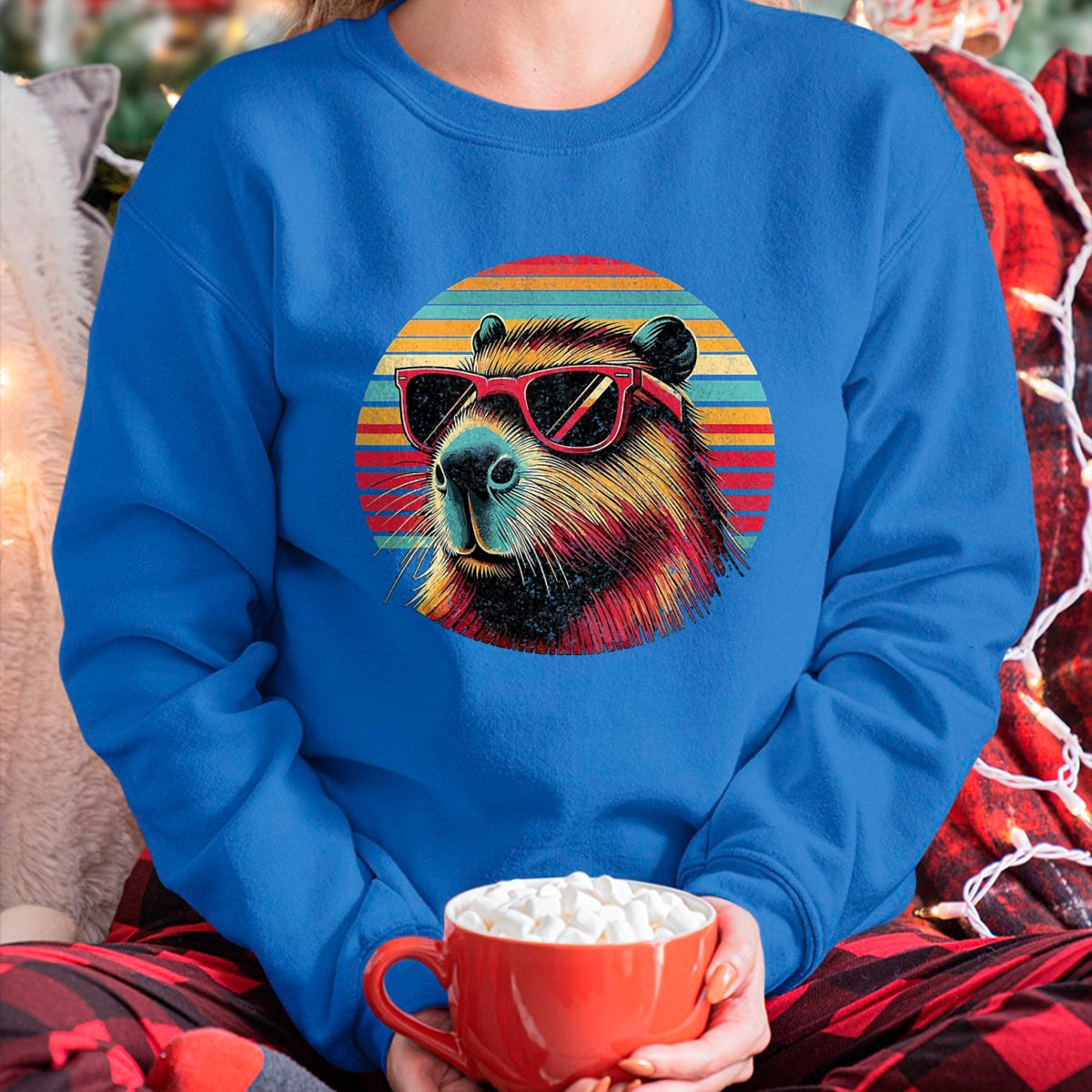 Cute Capybara Shirt, Funny Capybara Unisex T-Shirt/Hoodie/Sweatshirt HLT00 - Capybara Retro Sunglasses T-Shirt, Men, Black, 3X-Large