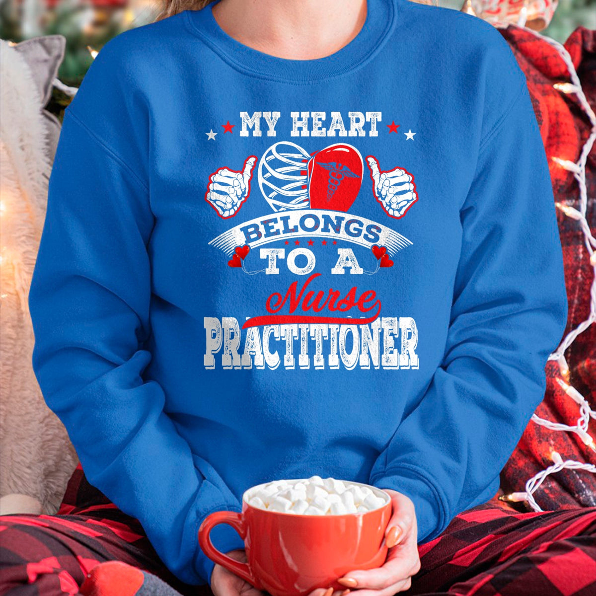 Funny Nurse Shirt, Nurse Unisex T-Shirt/Hoodie/Sweatshirt HLT00 - My Heart Belongs To A Nurse Practitioner Husband Wife Gift T-Shirt