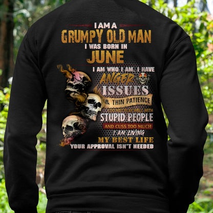 June - Grumpy Old Man T-Shirt - Funny Skull Anger Issues Tee - Perfect Gift For Men DTSM06 (SKU08-67-06)