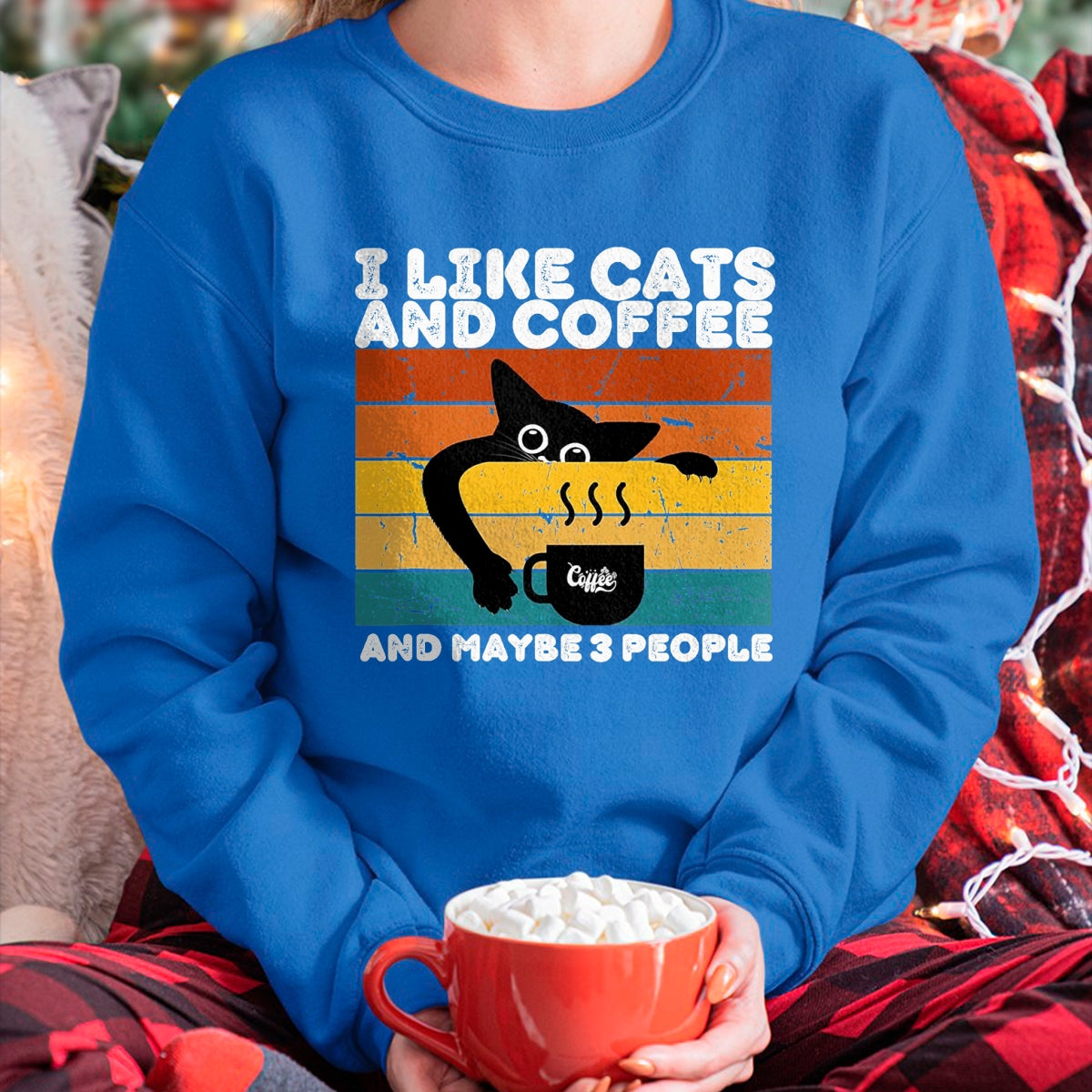Cat Love Shirt, Funny Cat Lover Gift UnisexT-Shirt/Hoodie/Sweatshirt HLT00 - I Like Cats and Coffee and Maybe 3 People Funny Love Cats T-Shirt, Men, Dark Heather Grey, Large