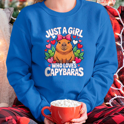 Cute Capybara Shirt, Funny Capybara Unisex T-Shirt/Hoodie/Sweatshirt HLT00 - Capybara Cute Just a Girl who Loves Capybaras T-Shirt (1)