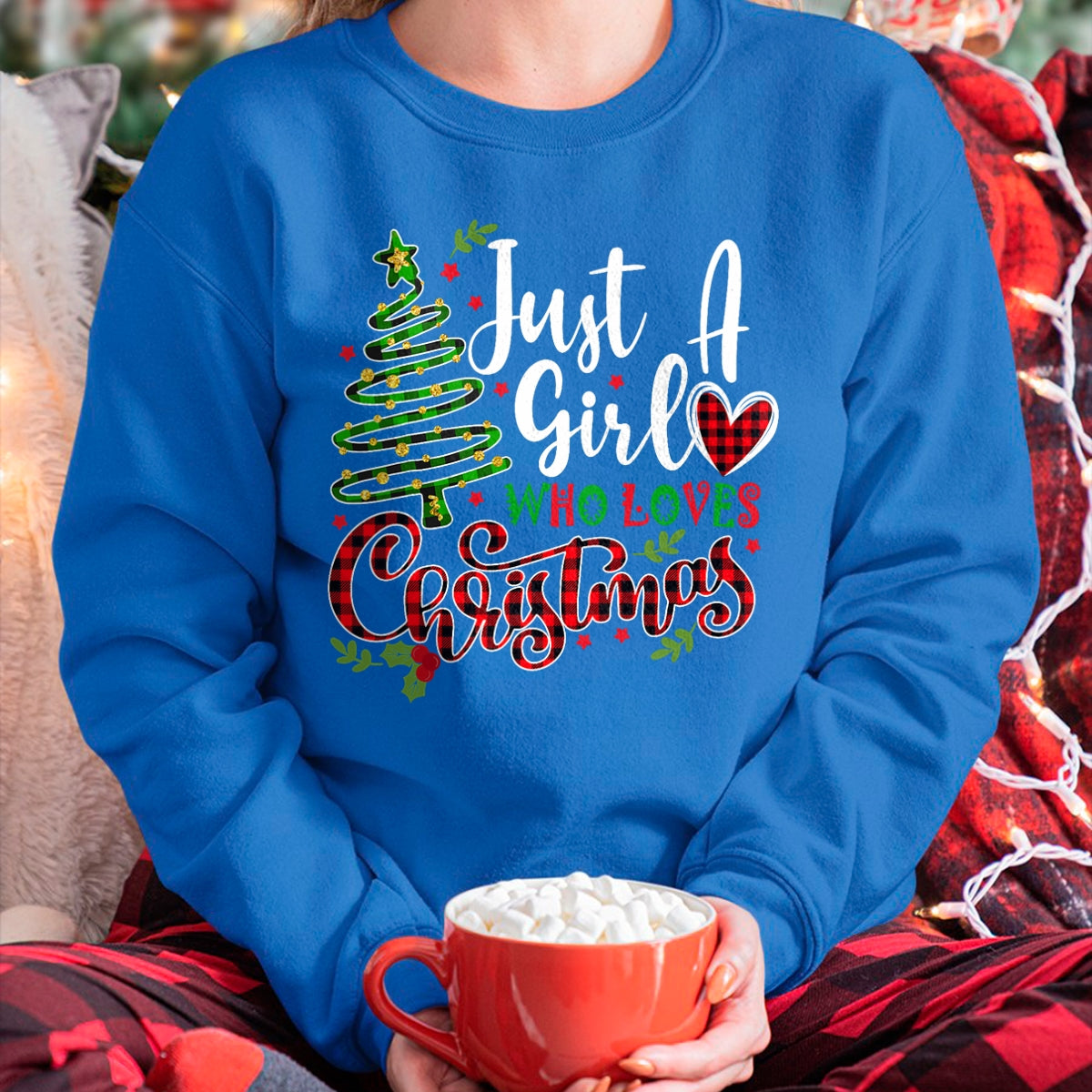 Christmas Shirts for Family, Funny christmas shirts, Christmas Unisex T-Shirt/Hoodie/Sweatshirt HLT00 - Just a Girl who Loves Christmas a Gift for XMAS Women Girls T-Shirt
