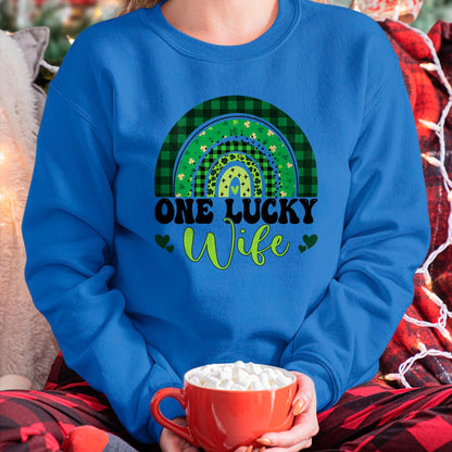 Best Wife Shirt, Wife and Husband Unisex T-Shirt/Hoodie/Sweatshirt HLT00 - Gift for wife T shirt, lucky wife   One Lucky Wife Rainbow Irish St Patricks Day Shamrock T-Shirt