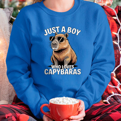 Cute Capybara Shirt, Funny Capybara Unisex T-Shirt/Hoodie/Sweatshirt HLT00 - Just a Boy who Loves Capybaras T-Shirt (1)