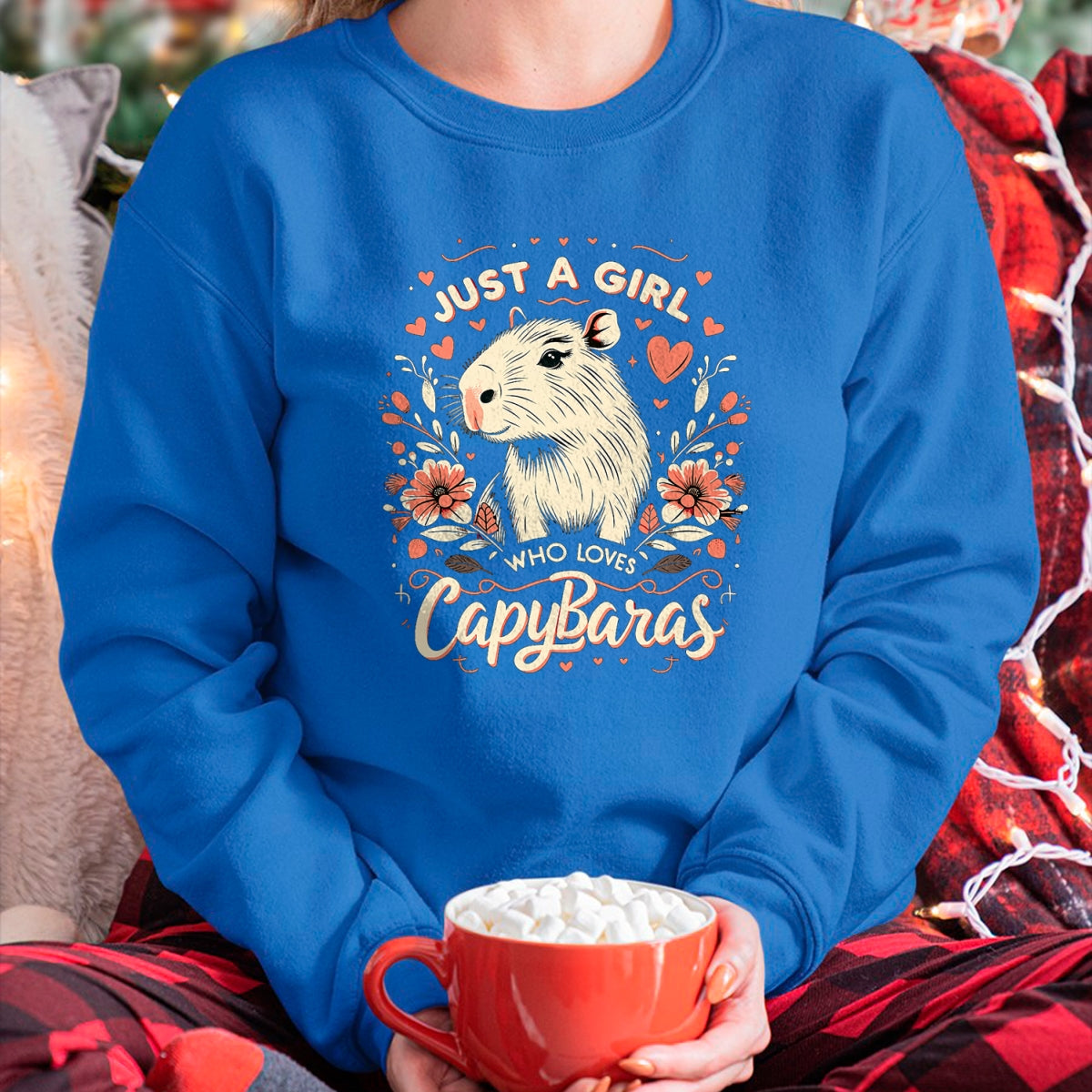 Cute Capybara Shirt, Funny Capybara Unisex T-Shirt/Hoodie/Sweatshirt HLT00 - Just a Girl who Loves Capybaras T-Shirt (6)