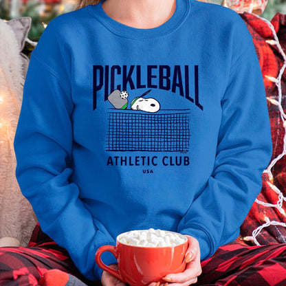 Funny Pickleball Shirt, Pickleball Lover Unisex T-Shirt/Hoodie/Sweatshirt HLT00 - Peanuts - Snoopy Pickleball Athletic Club USA T-Shirt