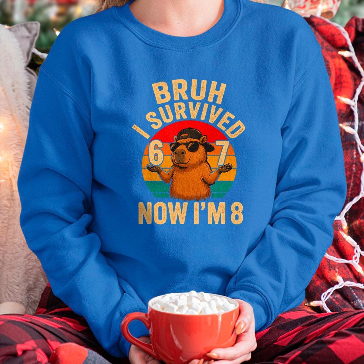 Cute Capybara Shirt, Funny Capybara UnisexT-Shirt/Hoodie/Sweatshirt HLT00 - Bruh I Survived 6 7 Now Im 8 Funny Capybara 8th Birthday Boy T-Shirt