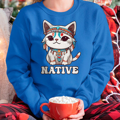 Native American T-Shirts, Vintage Native American Unisex T-Shirt/Hoodie/Sweatshirt HLT00 - American Flag - Cute American Native Indian Kawaii Cat Woman Girl T-Shirt
