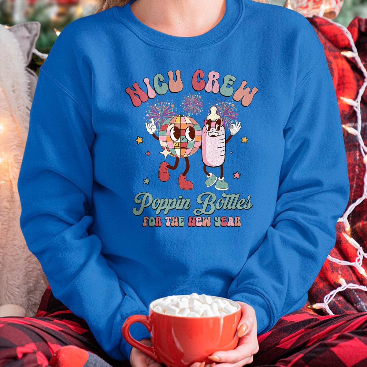 Funny Nurse Shirt, Nurse Unisex T-Shirt/Hoodie/Sweatshirt HLT00 - NICU Crew Nurse Poppin' Bottles For The New Years L&D Nurse T-Shirt