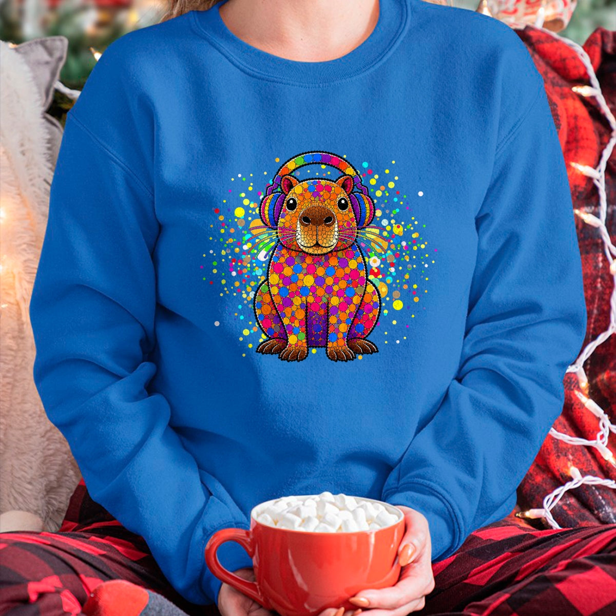 Cute Capybara Shirt, Funny Capybara UnisexT-Shirt/Hoodie/Sweatshirt HLT00 - Funny Capybara Dots Art Animal Lovers Students Boys Girls T-Shirt (1)