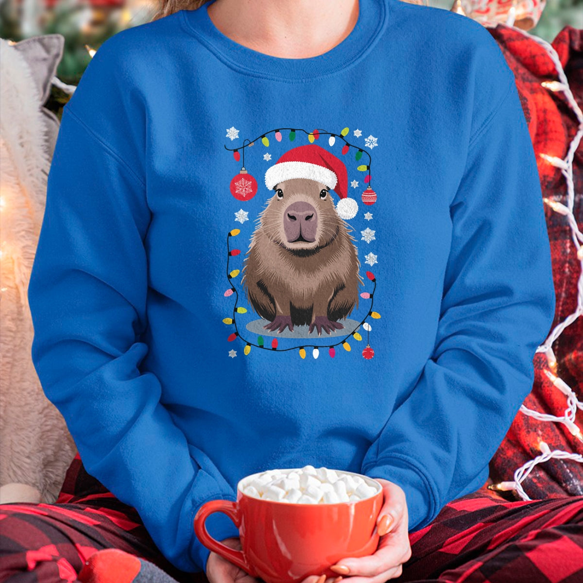 Cute Capybara Shirt, Funny Capybara UnisexT-Shirt/Hoodie/Sweatshirt HLT00 - Capybara Christmas Long Sleeve T-Shirt