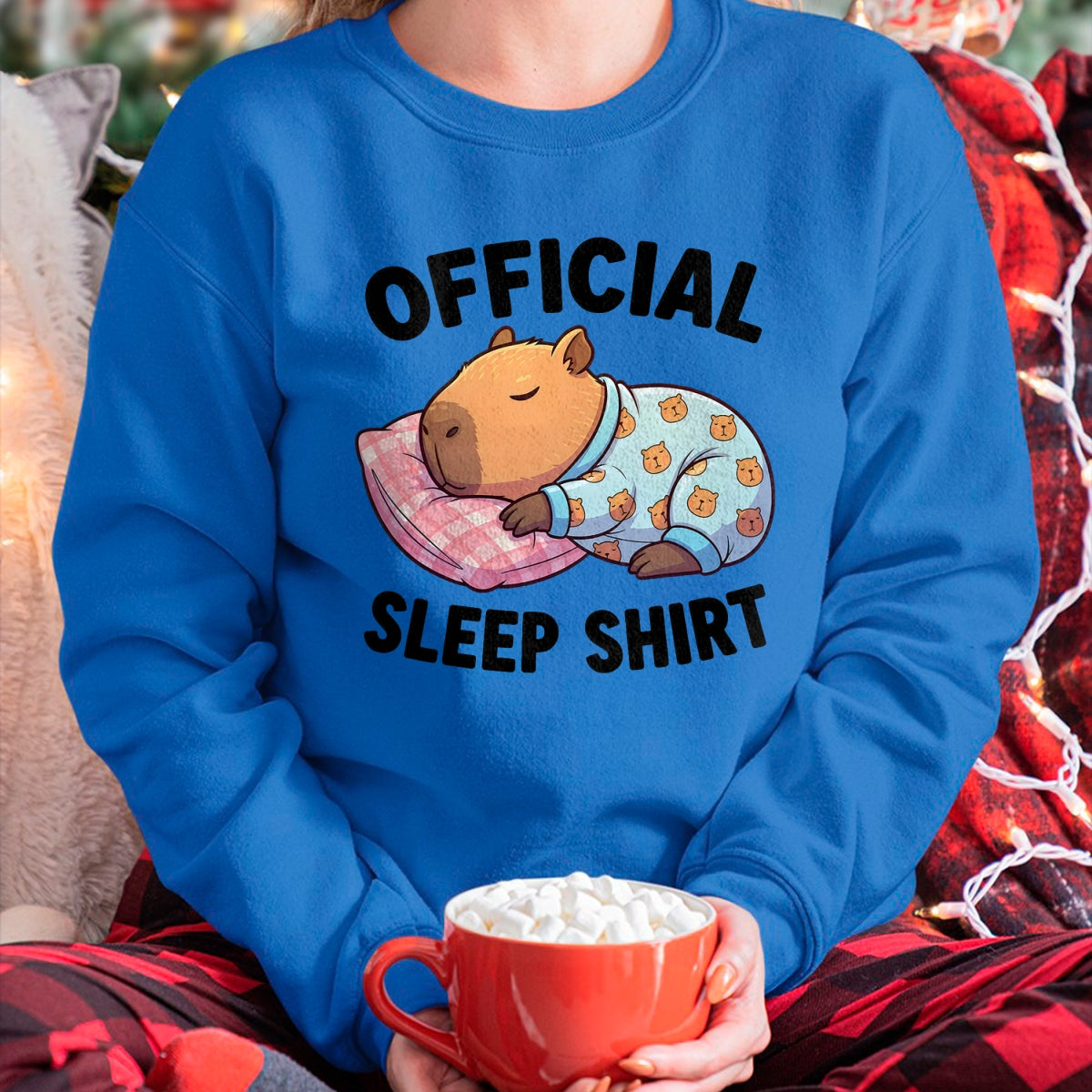 Cute Capybara Shirt, Funny Capybara Unisex T-Shirt/Hoodie/Sweatshirt HLT00 - Cute Kawaii Sleeping Capybara Official Sleepshirt Nightgown T-Shirt