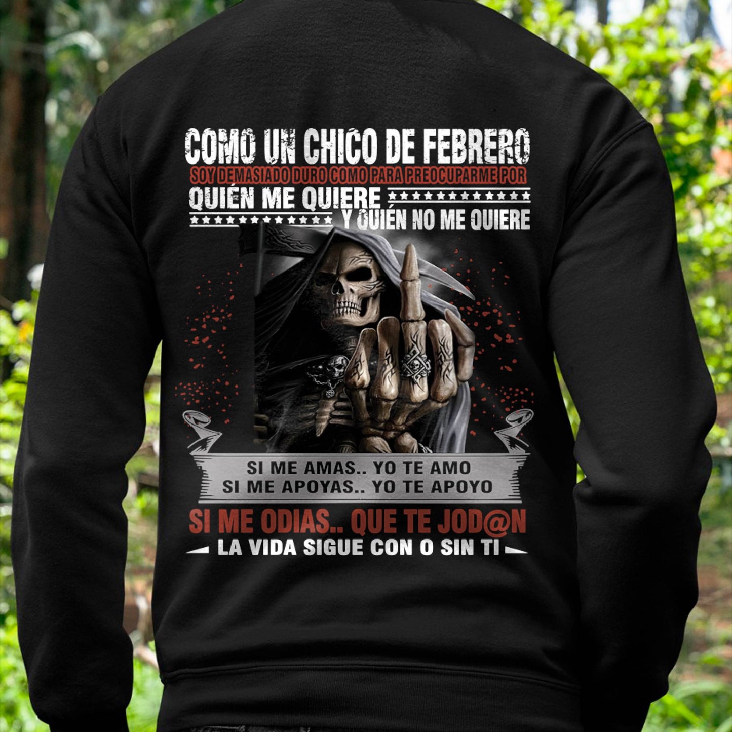Camiseta de Cumpleaños de Febrero para Hombre – Camiseta de Calavera Grim Reaper Ruda - DTSM02 (SKU08-73-02)