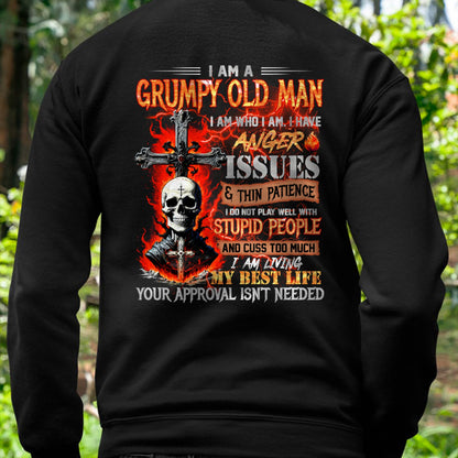 GRUMPY OLD MAN T-SHIRT - FUNNY SKULL ANGER ISSUES TEE - PERFECT GIFT FOR MEN DTSM00 (SKU12-319-00)