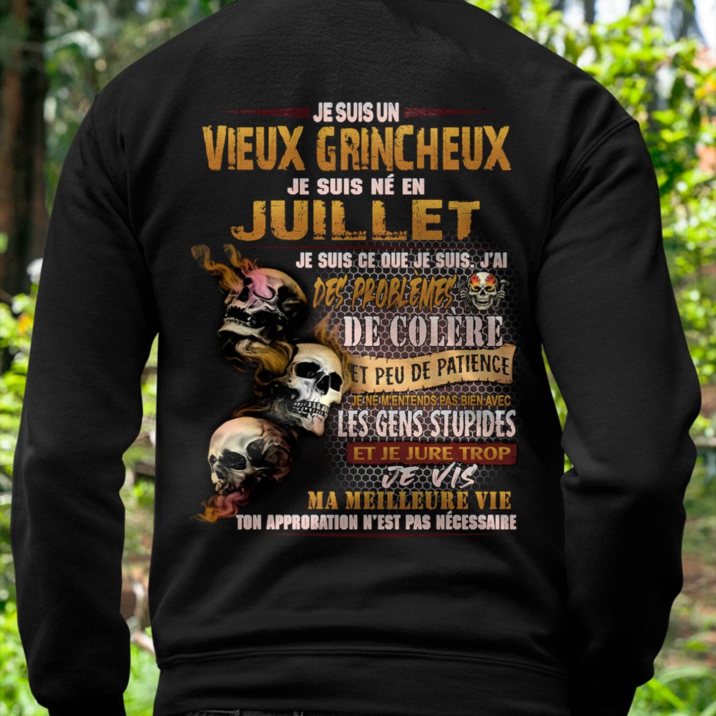 Je Suis Un Vieux Grincheux Né en Juillet – T-Shirt Homme Fort Caractère - DTSM07 (SKU2604-33-07)
