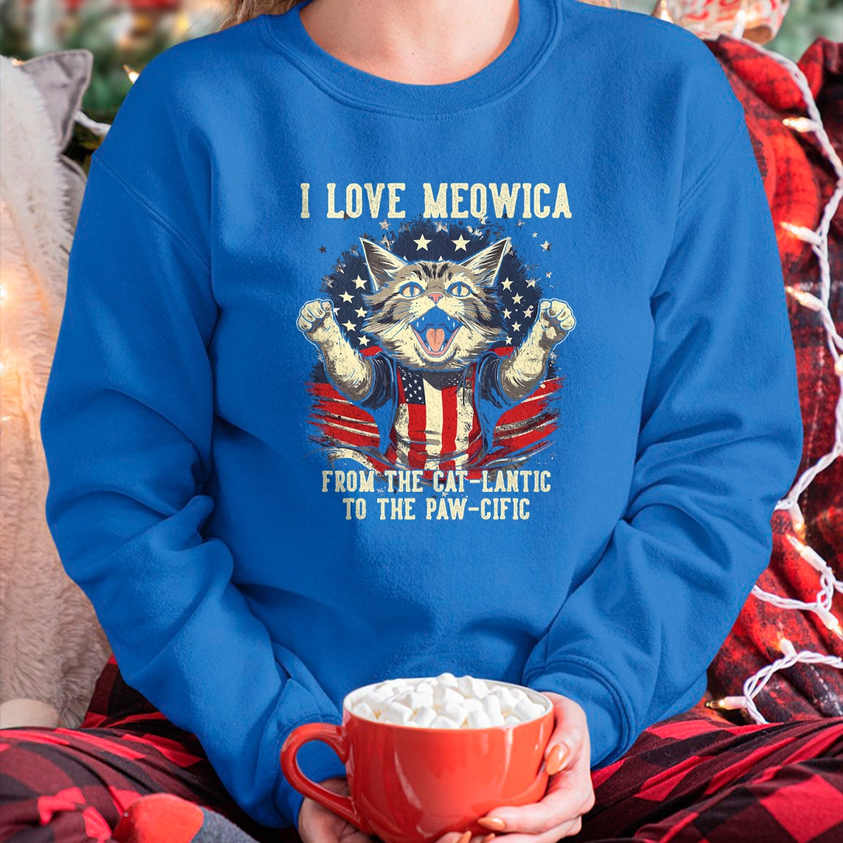 Cat Love Shirt, Funny Cat Lover Gift T-Shirt/Hoodie/Sweatshirt HLT00 - 4th July Cat Lover, I Love Meowica Patriotic Funny Happy Cat T-Shirt