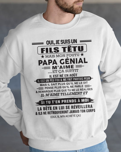AOÛT - Oui, je suis un garçon têtu – T-shirt | Cadeau d’anniversaire de papa pour son fils - dtsm08 / fr08 (SKU12-260-08)