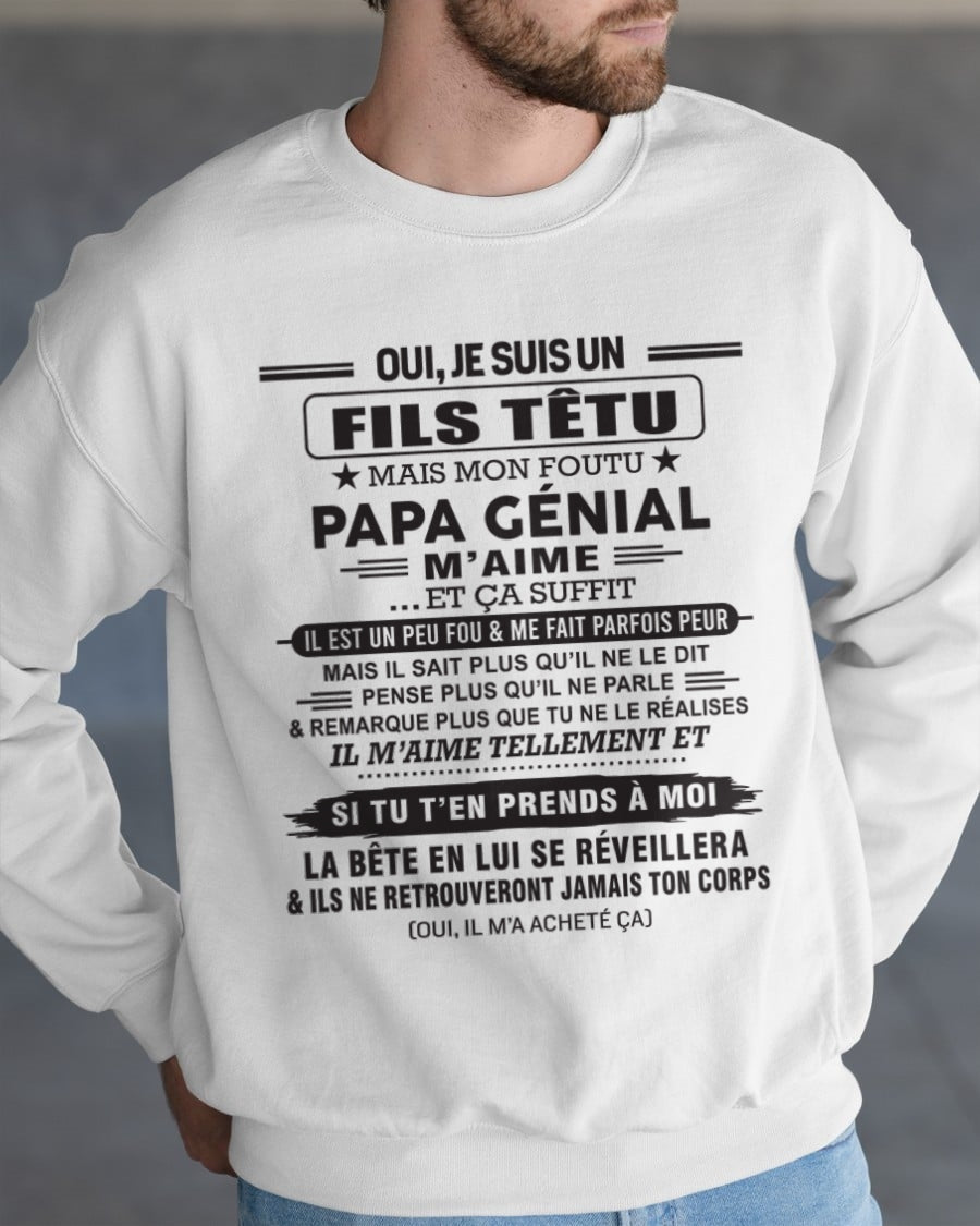 Oui, je suis un garçon têtu – T-shirt | Cadeau d’anniversaire de papa pour son fils - dtsm00 / fr00 (SKU12-260-00)