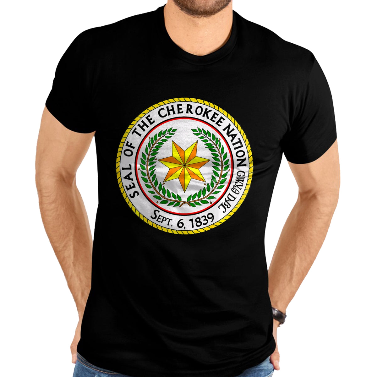 Native American T-Shirts, Vintage Native American Unisex T-Shirt/Hoodie/Sweatshirt HLT00 - Double Sided Seal of the Cherokee Nation Native American T-Shirt