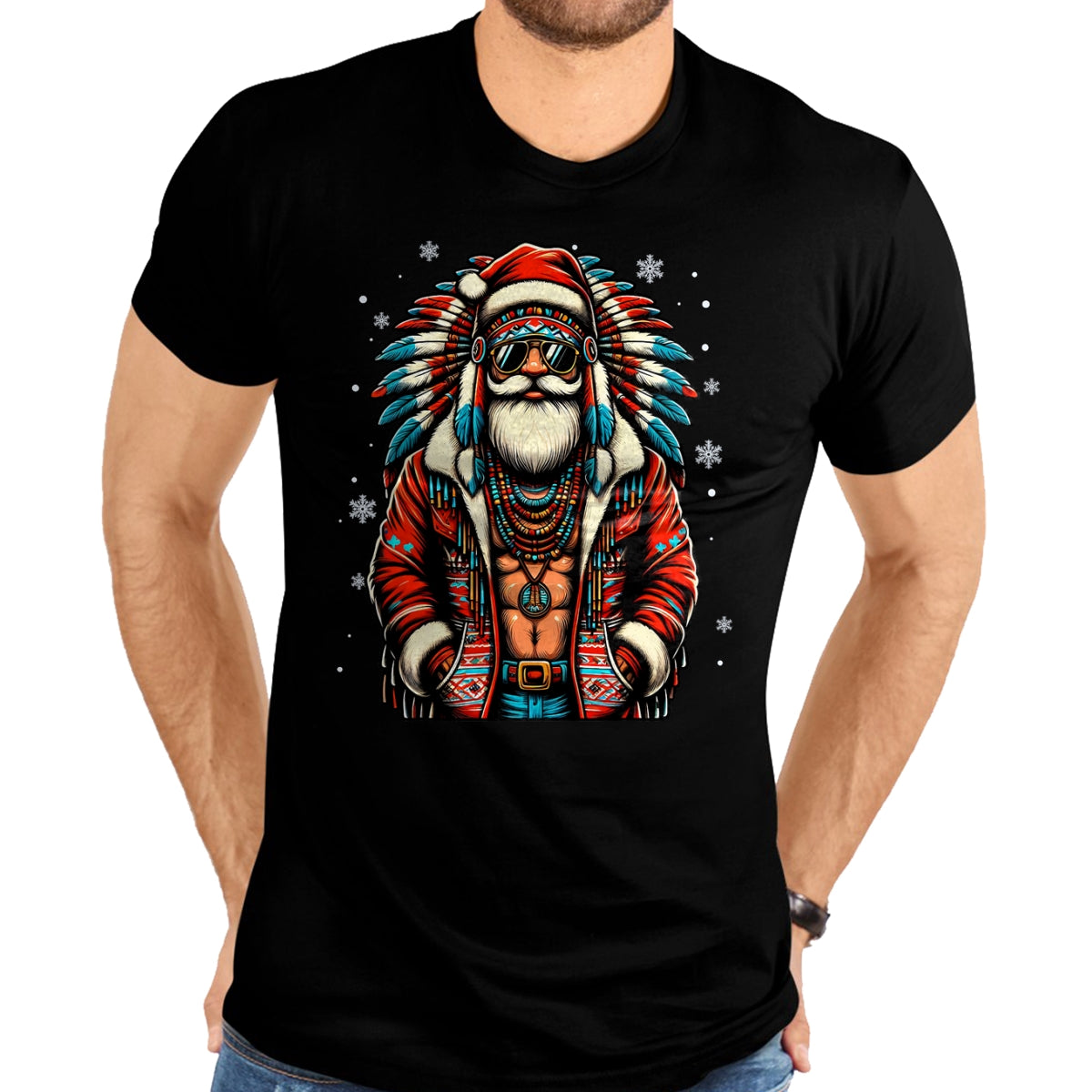 Native American T-Shirts, Vintage Native American Unisex T-Shirt/Hoodie/Sweatshirt HLT00 - Native American Santa Claus Christmas Santa Xmas T-Shirt (1)