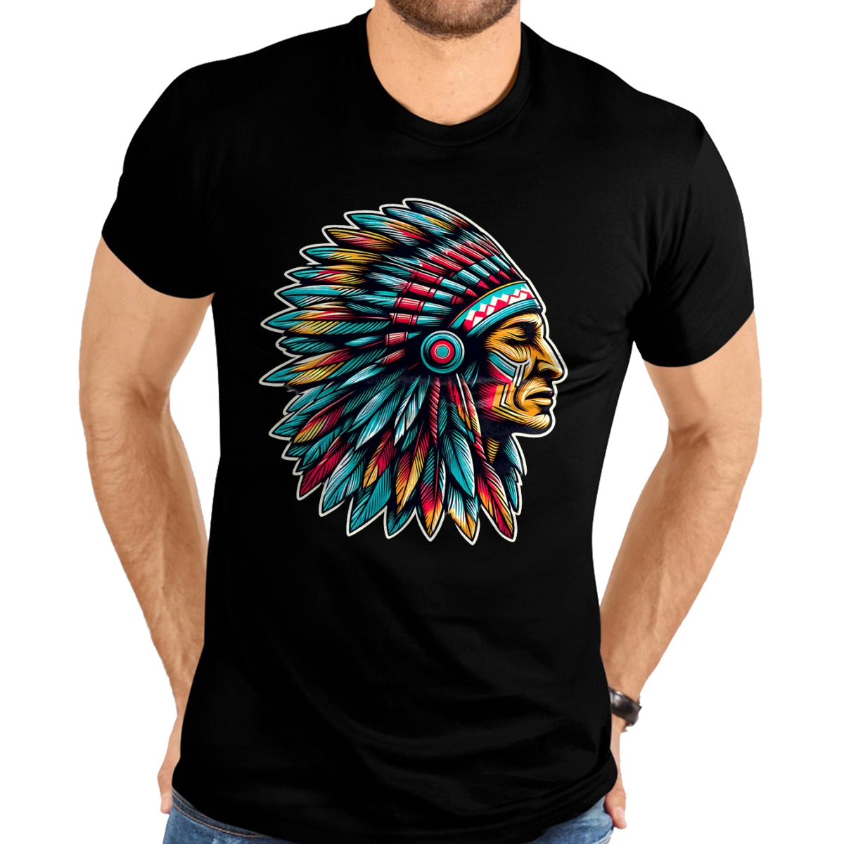 Native American T-Shirts, Vintage Native American Unisex T-Shirt/Hoodie/Sweatshirt HLT00 - Native American Indian Headdress Chief Feathers Indigenous T-Shirt (1)